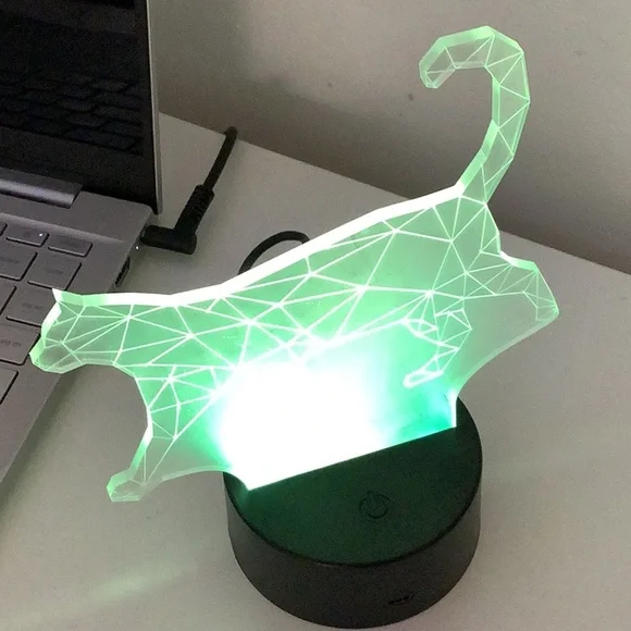 3D Cat Night Light Touch Switch 7 Color Change LED Table Desk Lamp - Picture 4 of 5